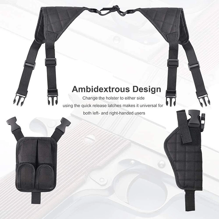 Shoulder Holster Ambidextrous Vertical Concealed Carry Shoulder Holster with Dual Magazine Holder