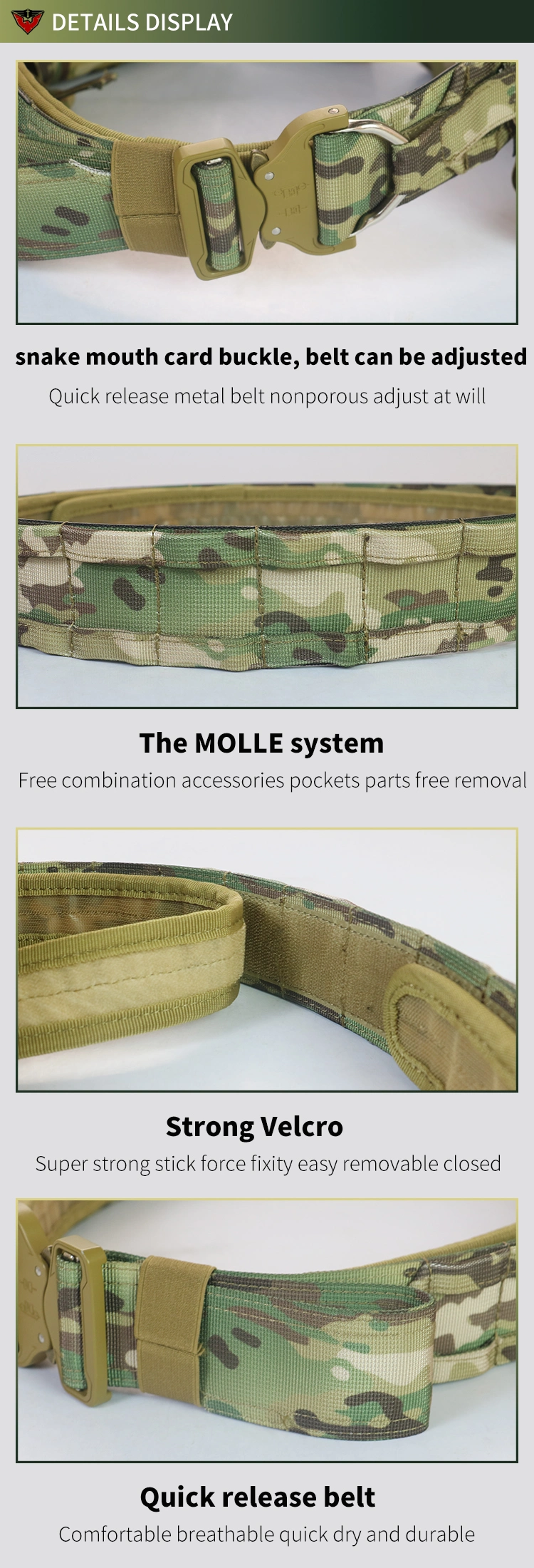 Customized Wholesale Outdoor Heavy Duty Ronin Style 1000d Nylon Tactical Belt