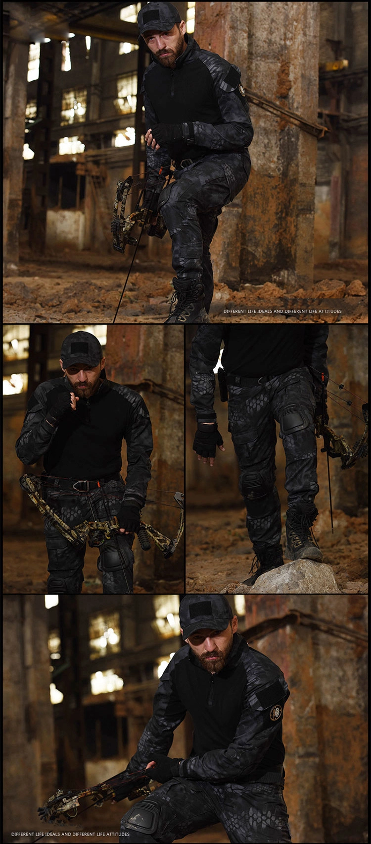 New Tactical Military Frog Suit CS War Game Waterproof Combat Uniform with Elbow & Knee Pads