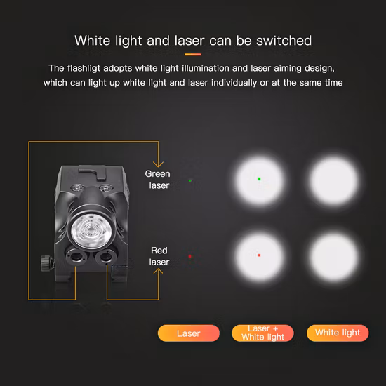 Linterna táctica estroboscópica de 500 lúmenes CREE T6 LED con combo de mira láser roja de inicio rápido