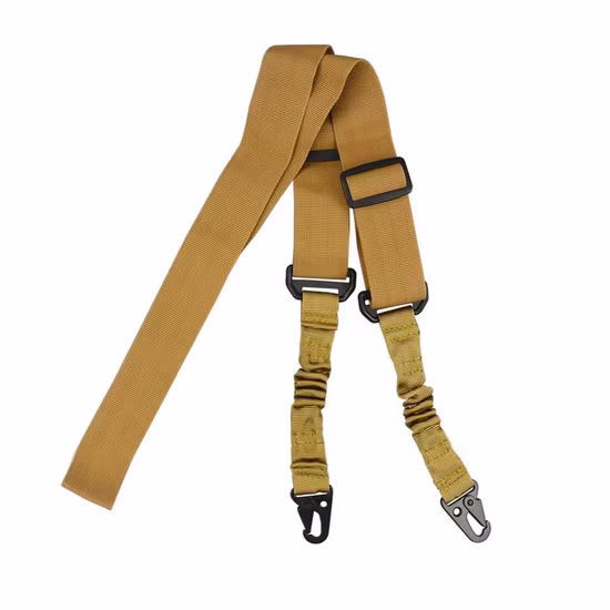 Eslinga táctica caqui multifuncional de dos puntos con cuerda de misión cuerda de pistola de nailon